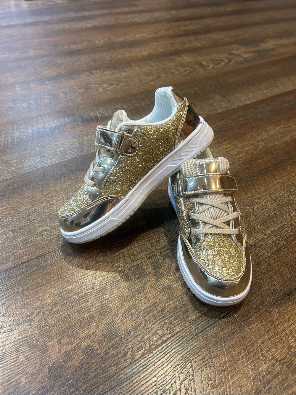 Kids Gold Glitter Velcro Sneakers 4